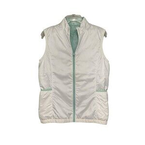 FootJoy Insulated Golf Vest Womens M White Aquamarine Full Zip Reversible Jacket